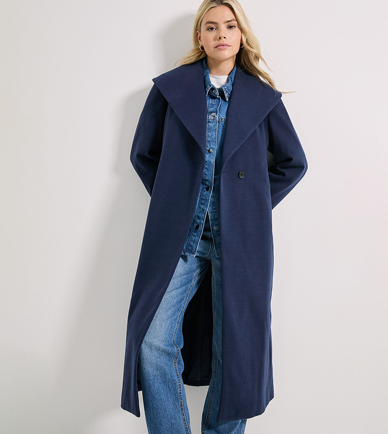 Long Sleeves Shawl Belted Coat