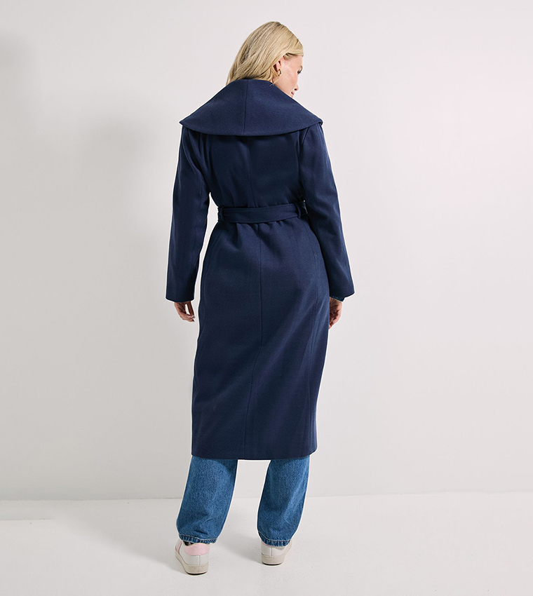 Long Sleeves Shawl Belted Coat