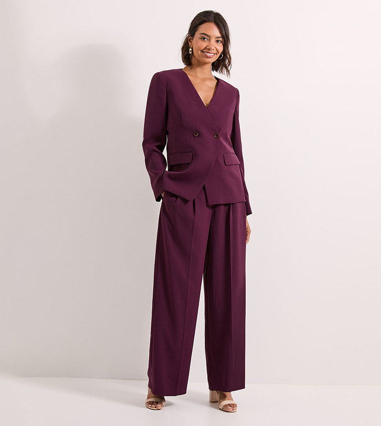 V-Neck Longline Double Breasted Blazer