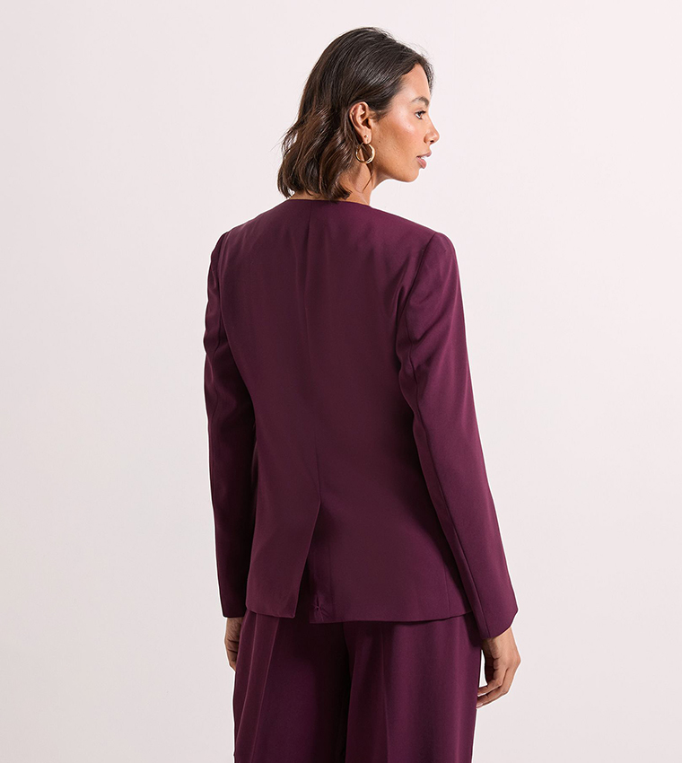 V-Neck Longline Double Breasted Blazer