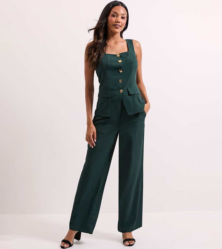 Button Detail Longline Waistcoat