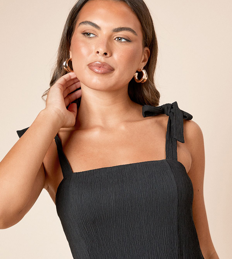 Tie Shoulder Tiered Midaxi Dress