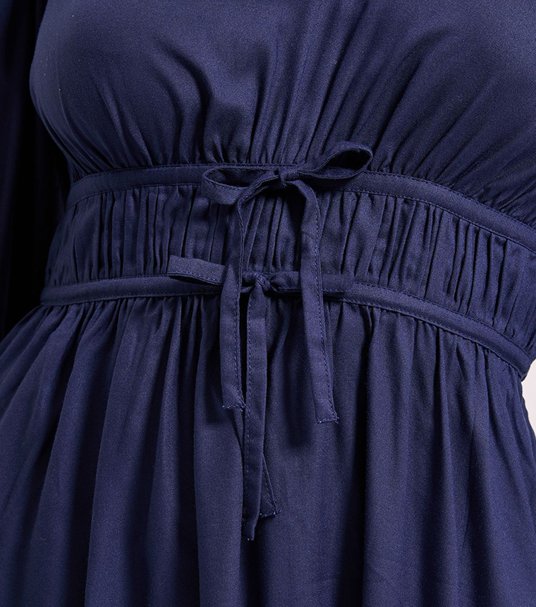 فستان ميني بأكمام منتفخة ورباط