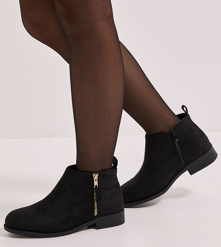 Buy Dorothy Perkins Wide Fit Maddy Side Zip Flat Ankle Boots In