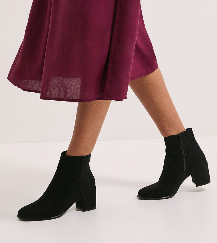 Buy Dorothy Perkins Morgan Round Toe Block Heel Ankle Boots In
