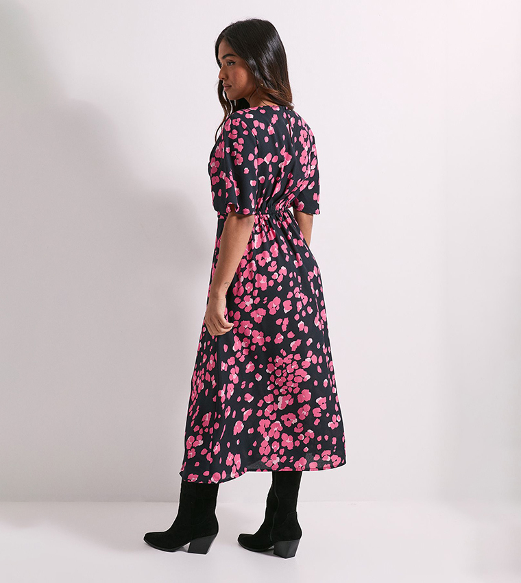 فستان ميدي بأكمام فلير للمقاسات الصغيرة 