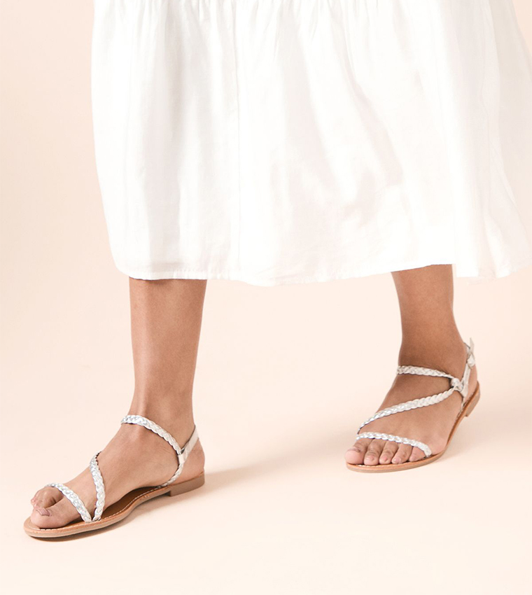 Jamie Plaited Asymmetric Strap Flat Sandals