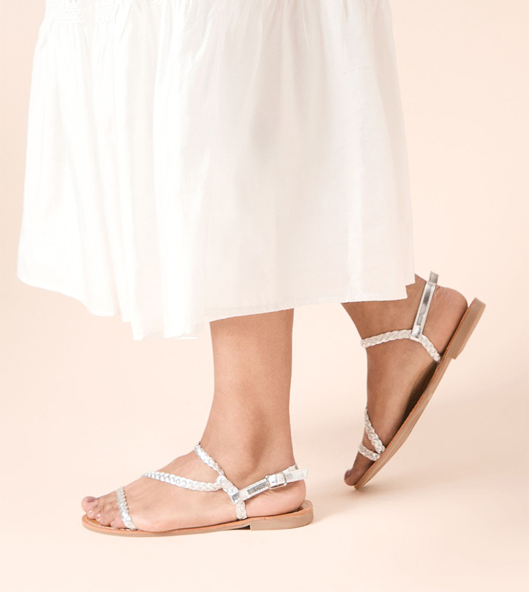 Jamie Plaited Asymmetric Strap Flat Sandals
