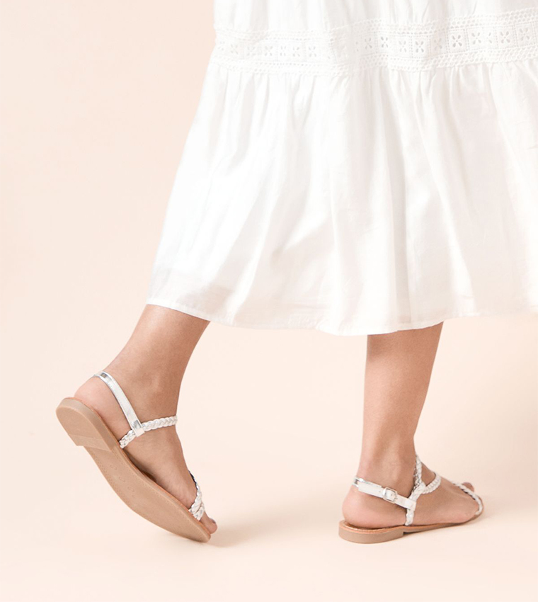 Jamie Plaited Asymmetric Strap Flat Sandals