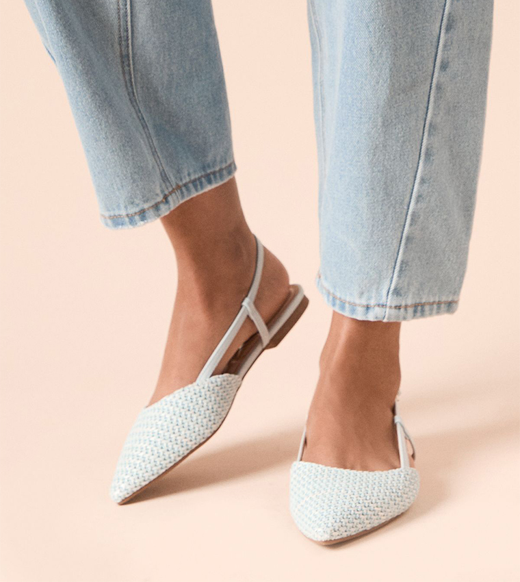 Bea Woven Textile Pointed Slingback Flat Shoes