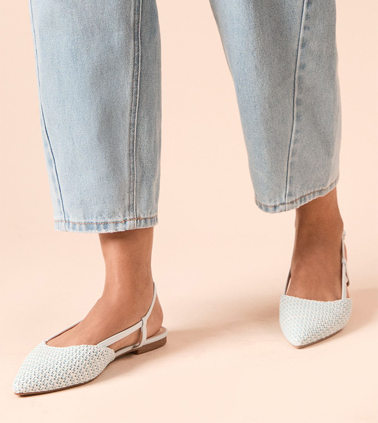 Bea Woven Textile Pointed Slingback Flat Shoes