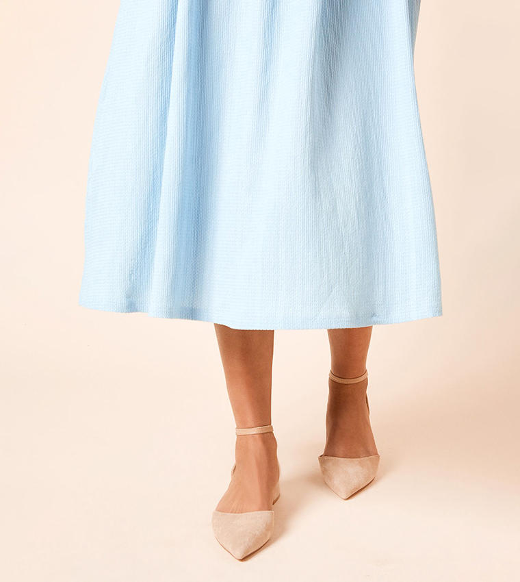 Bennie Faux Suede Pointed Block Heel Pumps