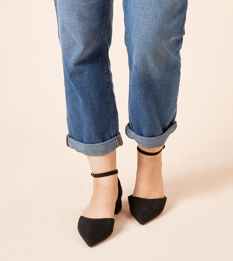 Bennie Faux Suede Pointed Block Heel Pumps