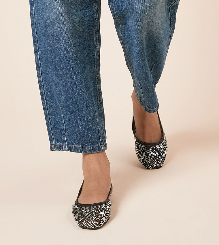 Pinnie Diamante Mesh Ballerinas