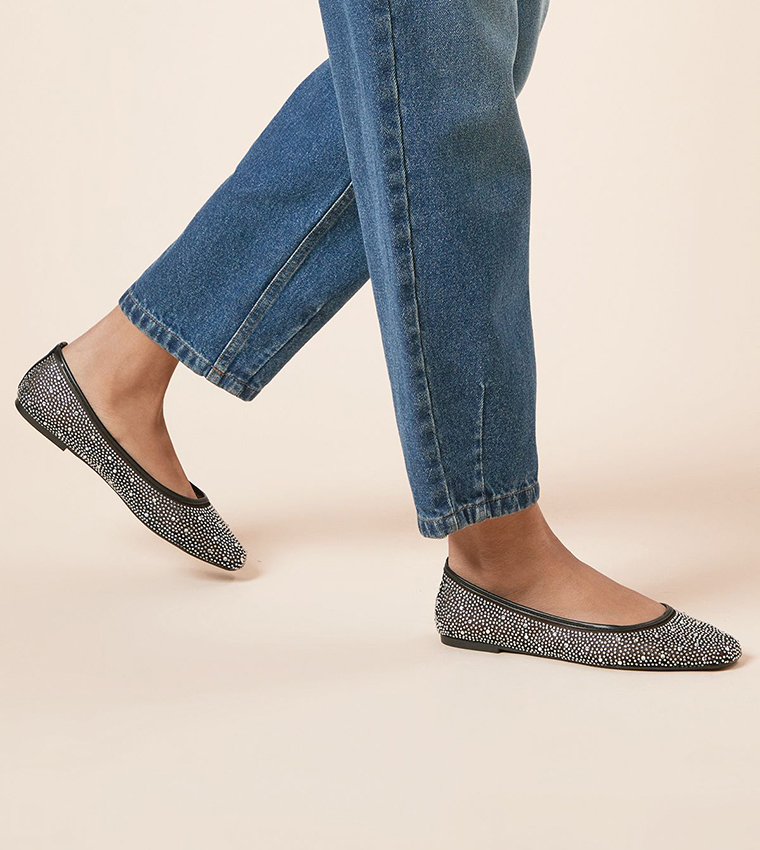 Pinnie Diamante Mesh Ballerinas