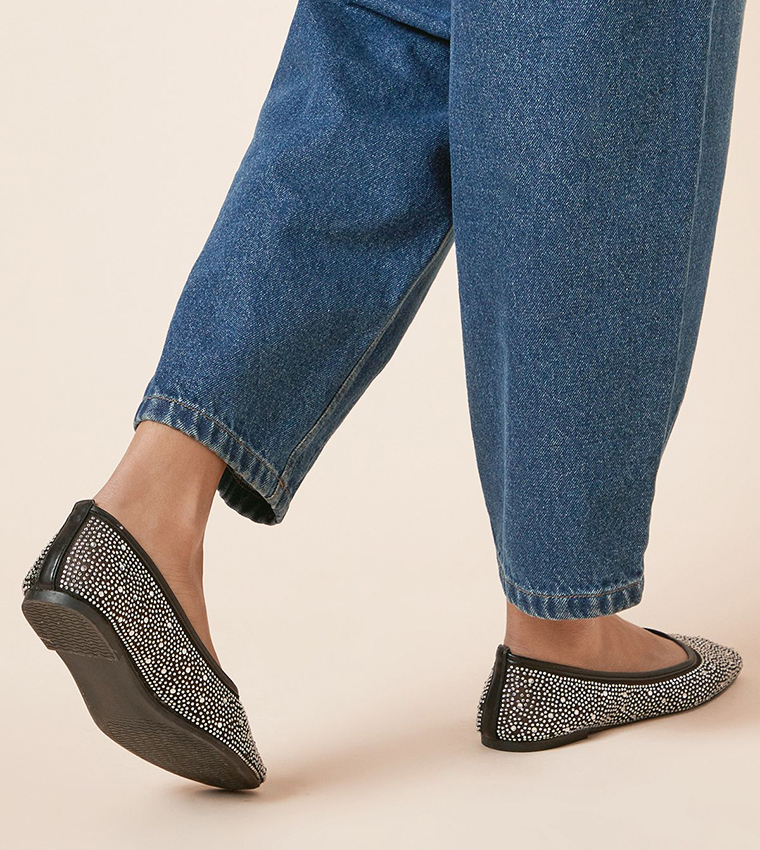 Pinnie Diamante Mesh Ballerinas