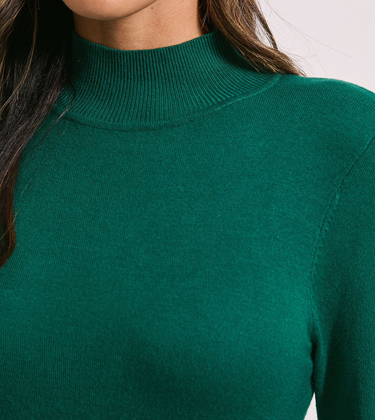 Dorothy Perkins  Round Neck Sweaters - Green Round Neck Sweaters