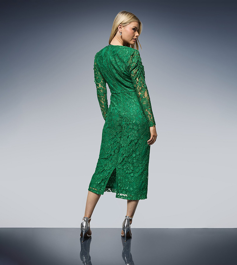 green leather dress outfit Tiernan Scoop Neck Long Sleeve Dress main image 1