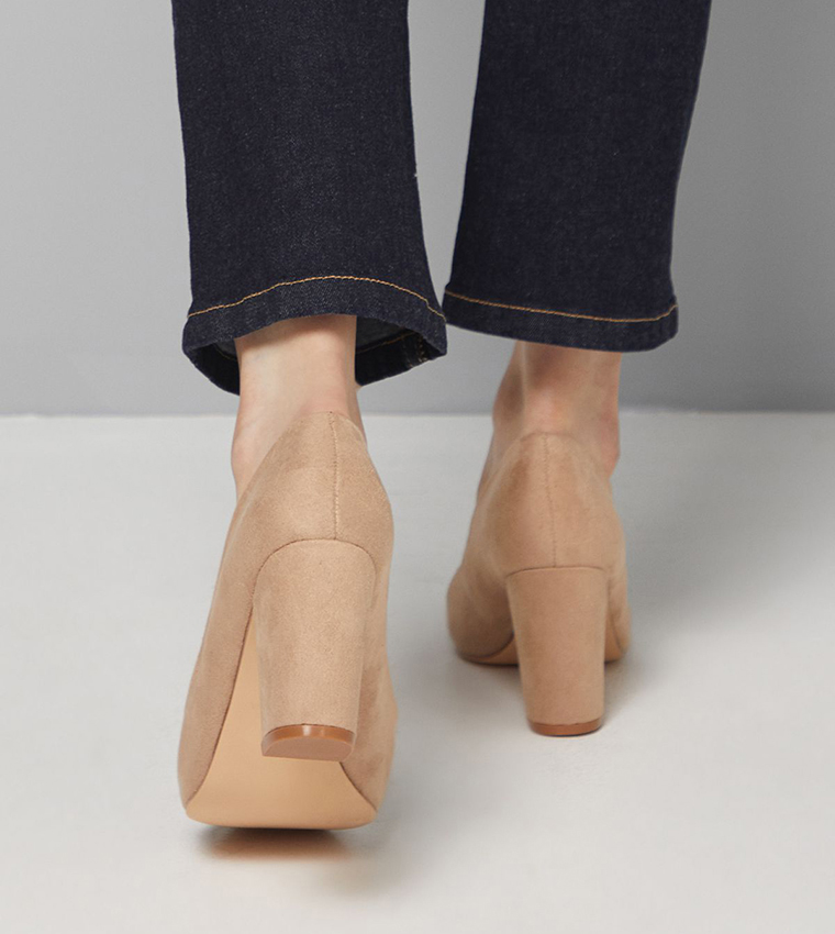 EXMOOR Wide Fit Faux Suede Comfort Block Heel Pumps