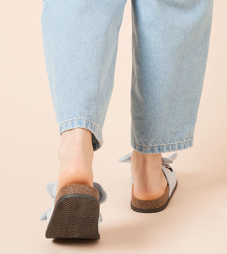Bryony Faux Suede Double Bow Flat Sandals