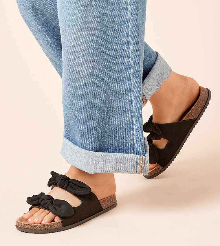 Bryony Faux Suede Double Bow Comfort Sandals