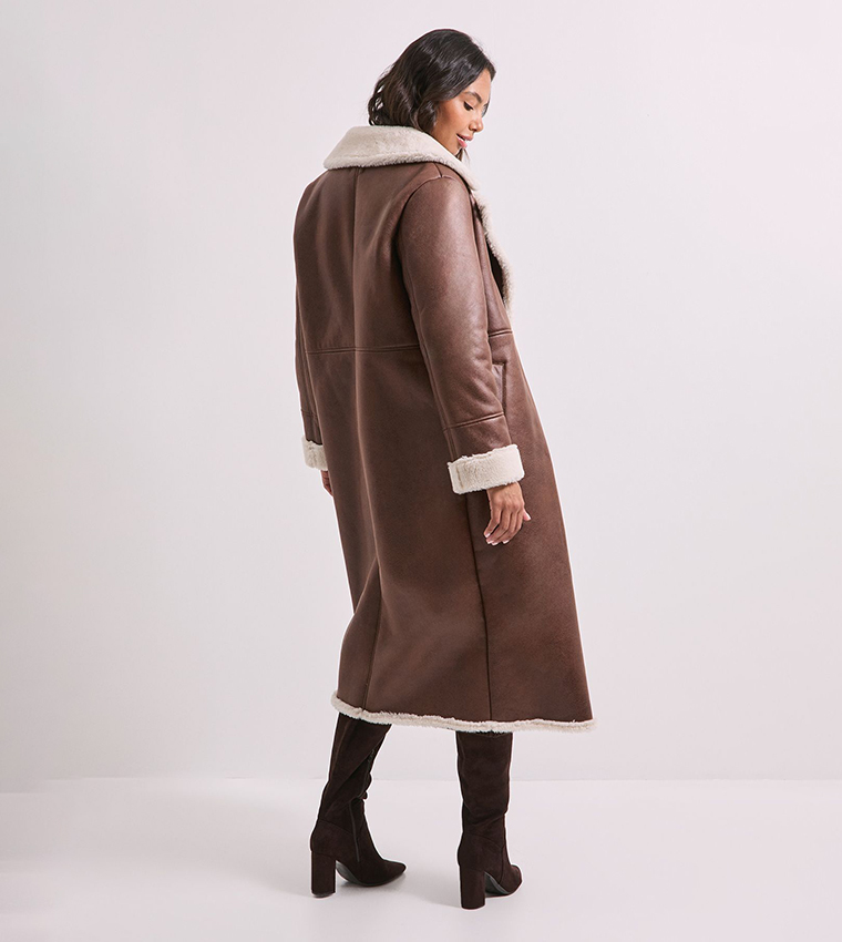 Shearling Textured Button-Up Coat
