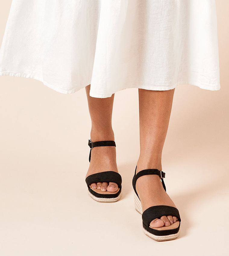 Regina Espadrille Square Toe Wedge Sandals
