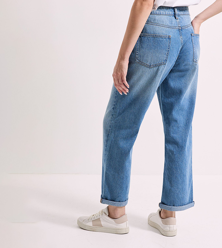 Ankle Grazer Fold Up Boyfriend Fit Jeans