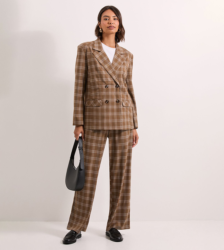 Plaid Double Breasted Blazer