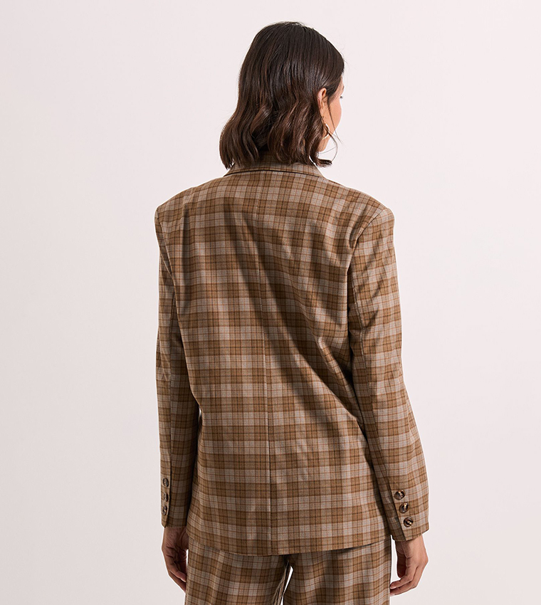 Plaid Double Breasted Blazer