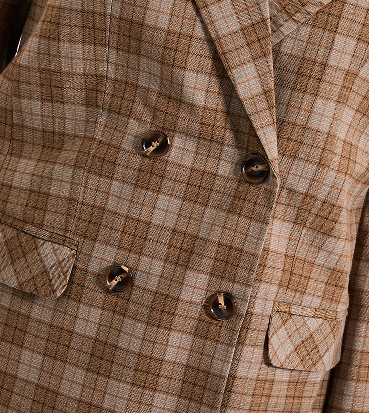 Plaid Double Breasted Blazer