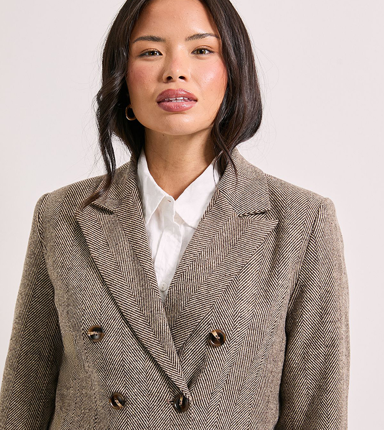 Open Collar Double Breasted Blazer