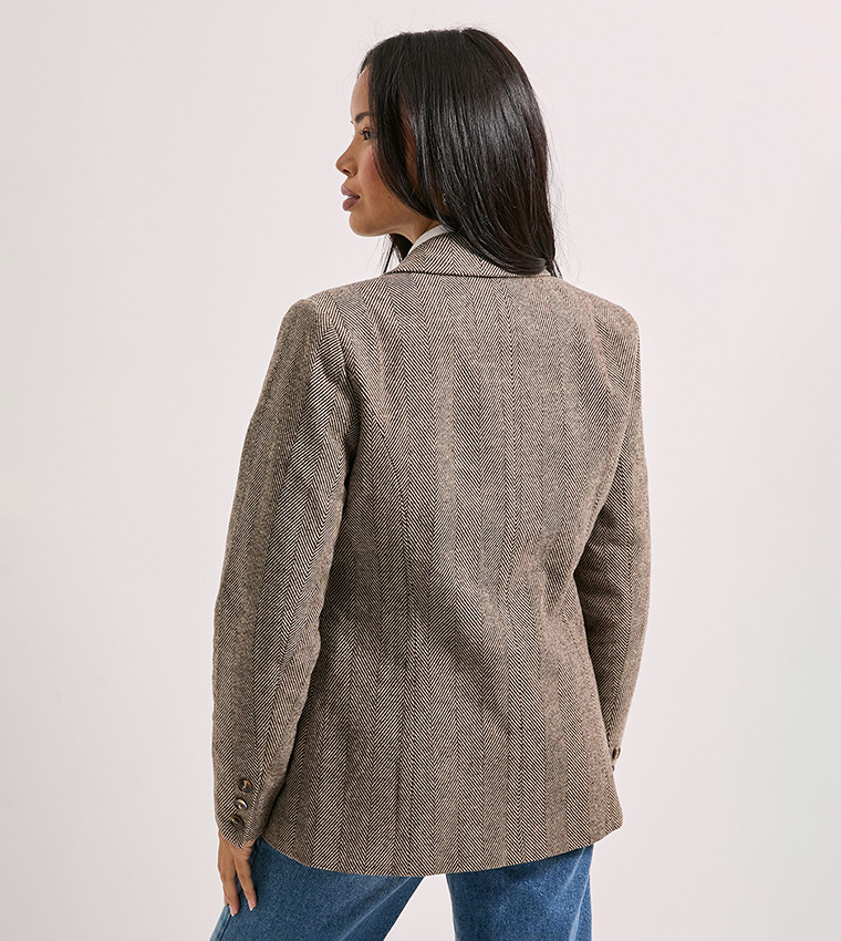 Open Collar Double Breasted Blazer