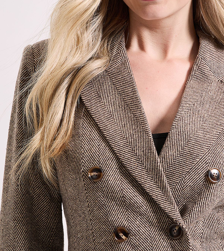 Open Collar Double Breasted Blazer