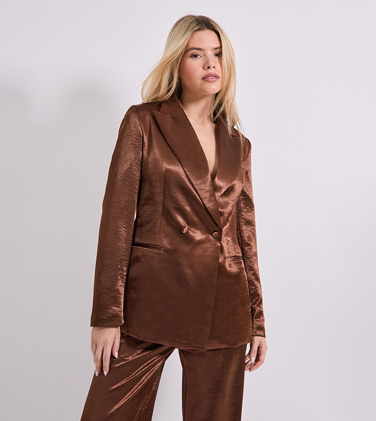 Satin Double Breasted Blazer