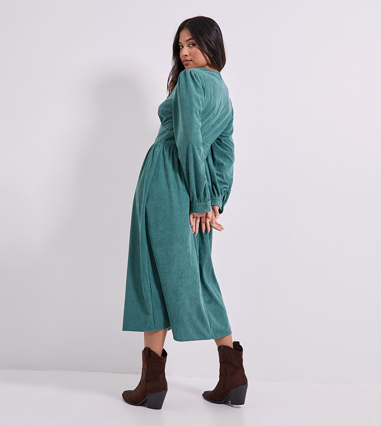 Petite Empire Seam Detail Blouson Sleeves Midi Dress