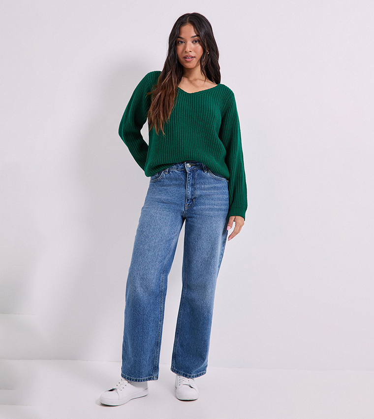 Petite V-Neck Knitted Jumper