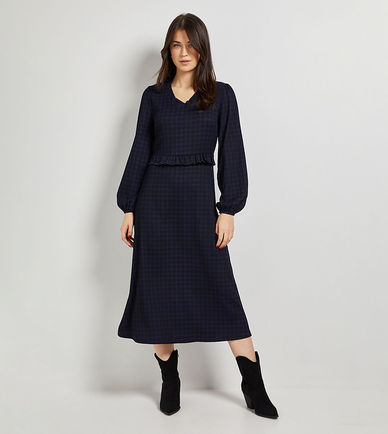 dorothy perkins navy blue dress Dorothy Perkins Navy Blue Full Lacey Cord Dress main image 1