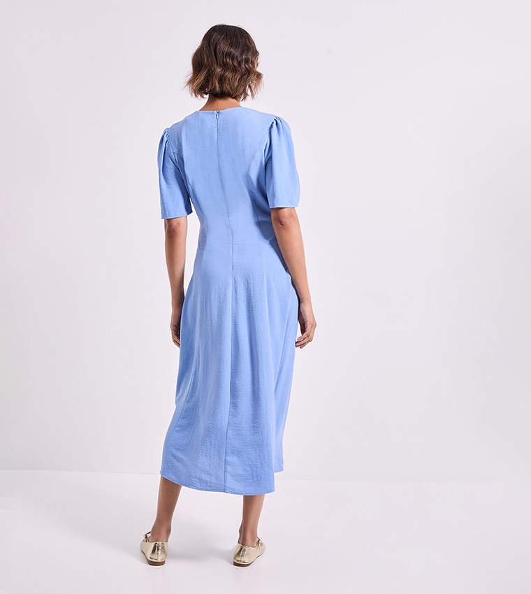Tie Front Seam Detail Midi Dress