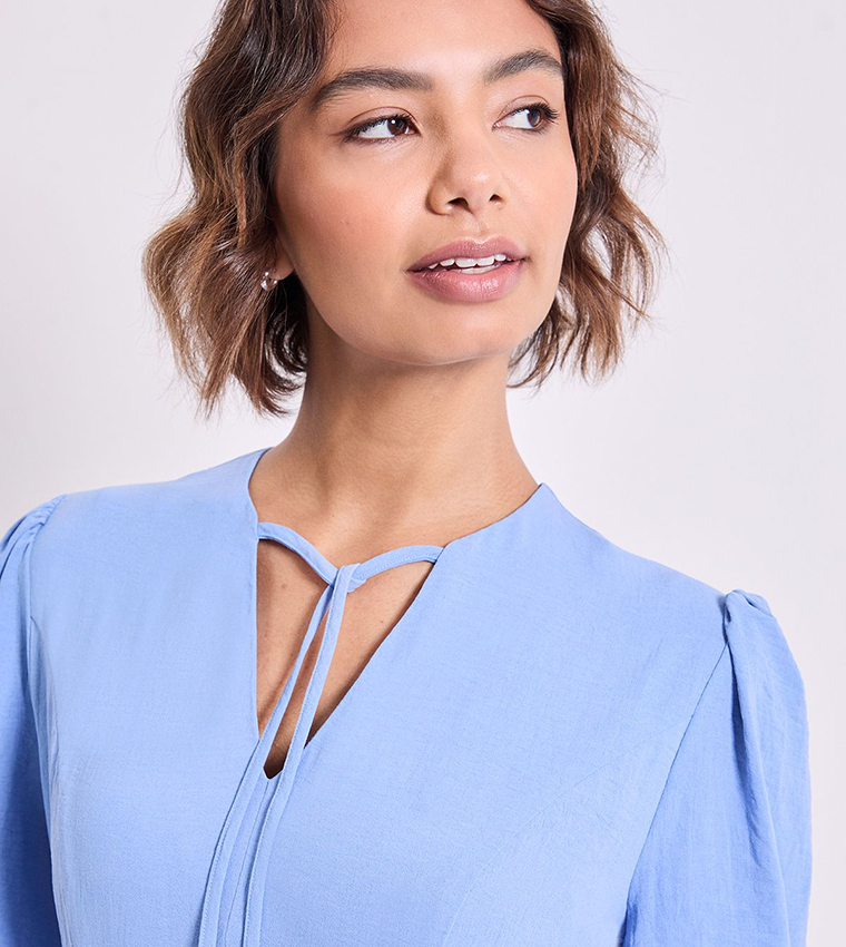 Tie Front Seam Detail Midi Dress