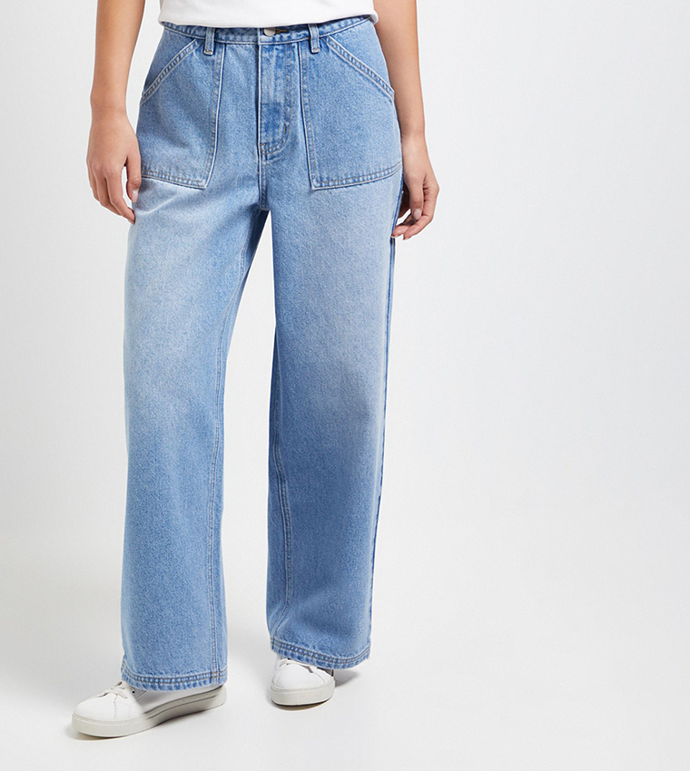 Petite High Waist Wide Leg Jeans