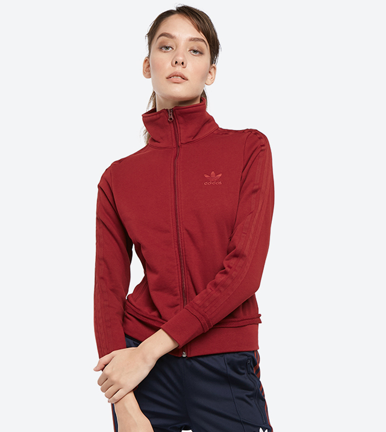 Adidas firebird track jacket women's red hotsell