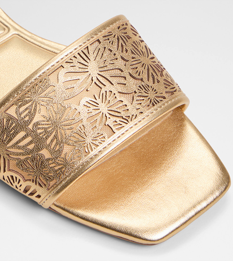 BRILLIANCE Laser Cut Low Heel Sandals