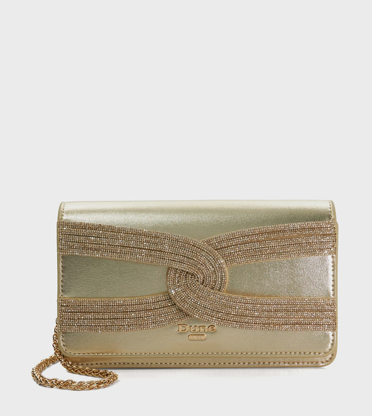 Embellished gold clutch bag hotsell