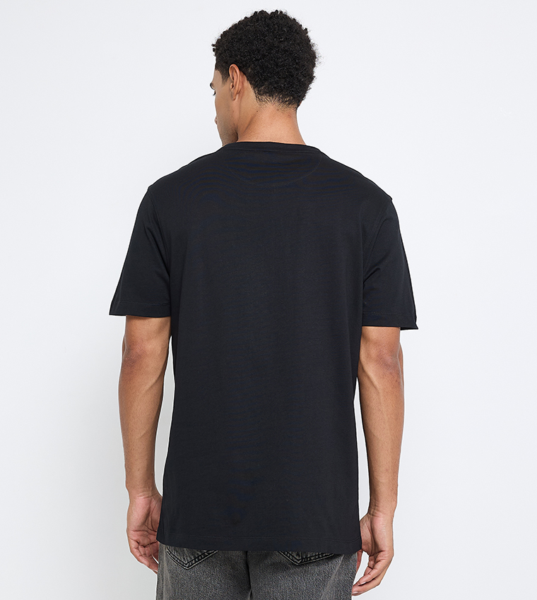 تيشيرت قطن سادة برقبة مستديرة وطبعة