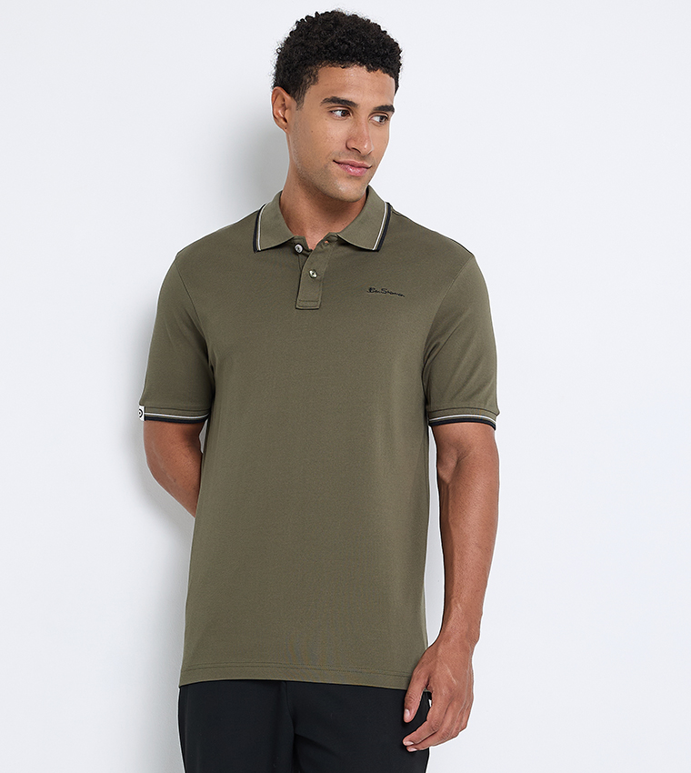 Contrast Tipping Short Sleeves Polo T-Shirt
