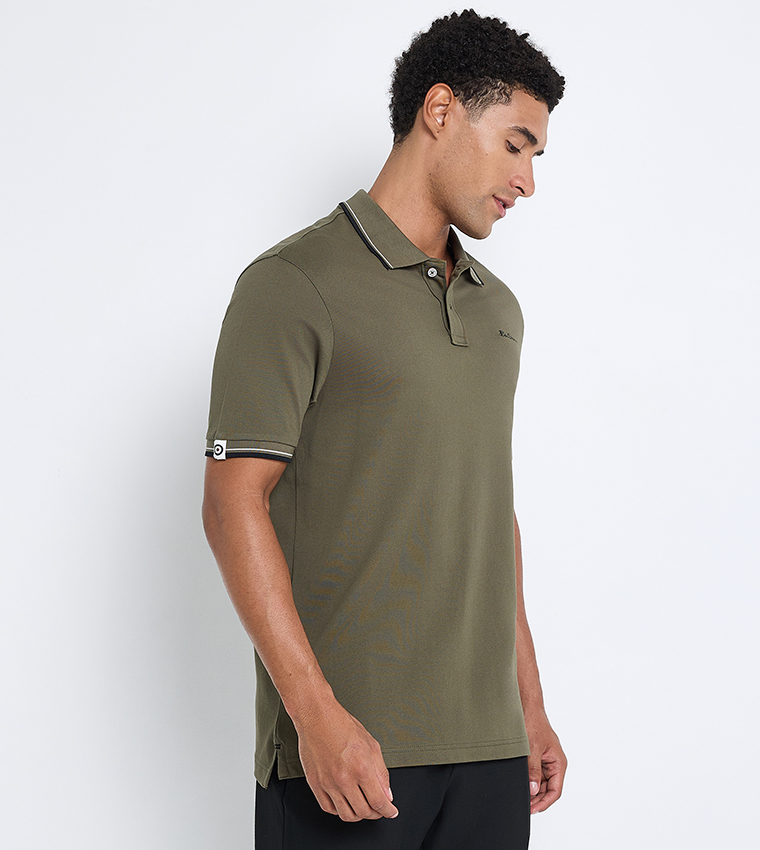 Contrast Tipping Short Sleeves Polo T-Shirt