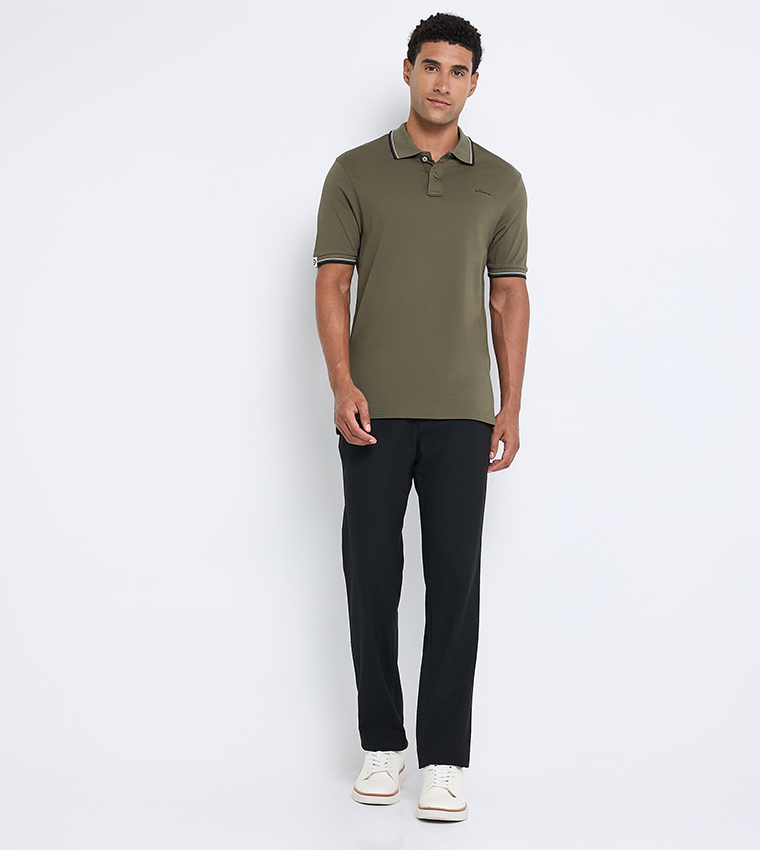 Contrast Tipping Short Sleeves Polo T-Shirt