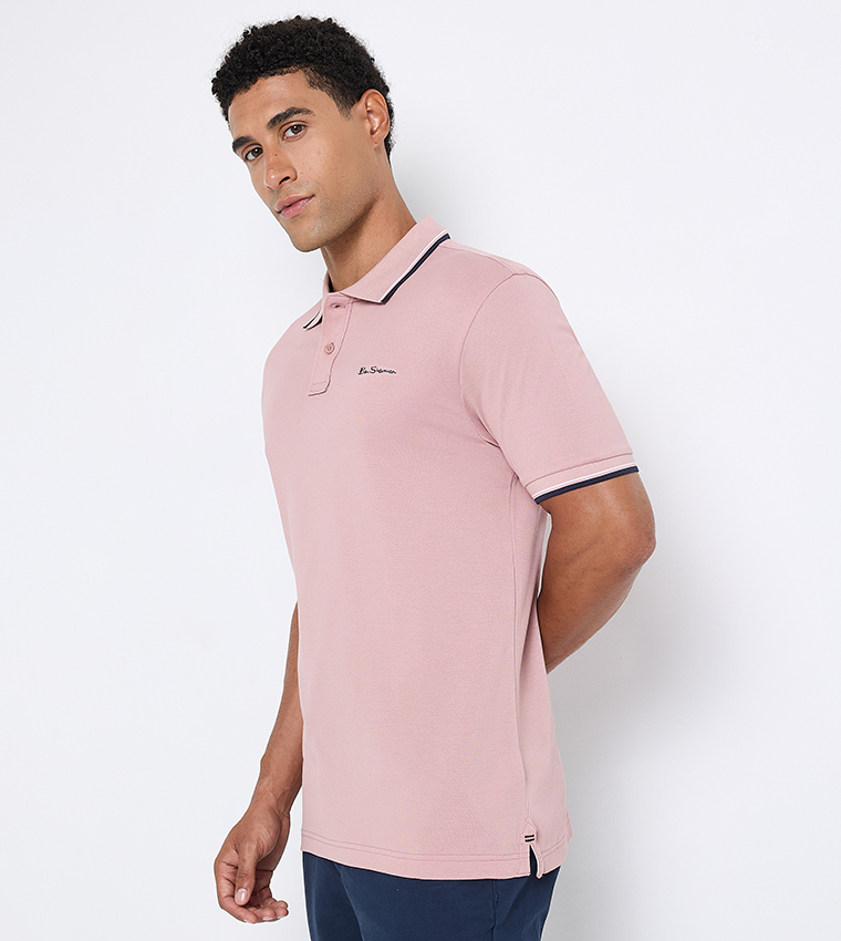 Contrast Tipping Short Sleeves Polo T-Shirt