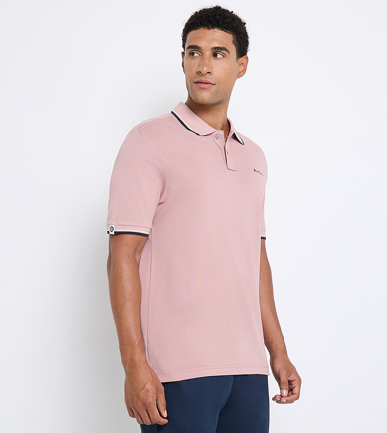 Contrast Tipping Short Sleeves Polo T-Shirt